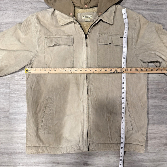 VTG 90s Honolua Surf Co Men's Corduroy Khaki Zip Hoodie Jacket XL EUC Read - Picture 5 of 16